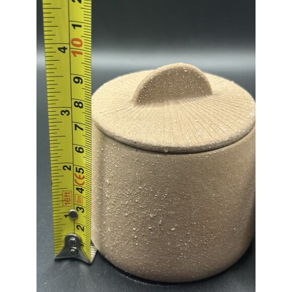 Set Of 2 Citrine Spice Jars W/ Lid Salt Glaze Pottery - Picture 8 of 8